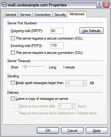 Servizi postali e istruzioni di configurazione passo-passo Mail.ru - Outlook