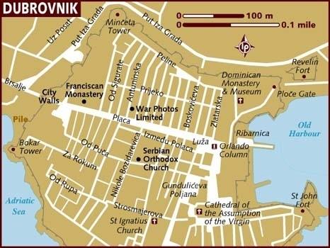 mappa di Dubrovnik con punti di riferimento